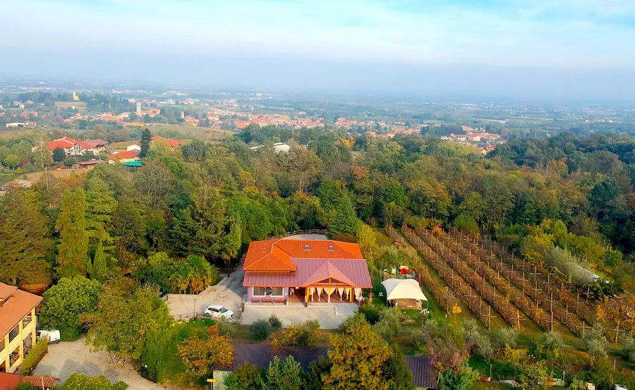 La collina di Bacca Blu, i vigneti e la campagna di Bricherasio